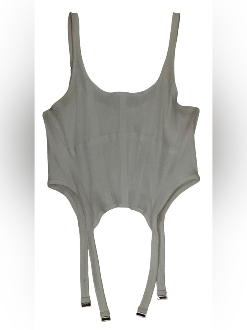 Dion Lee White Ribbed Combat Corset Garter Tank Top Women’s US 12